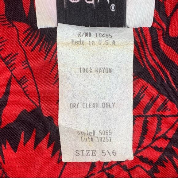 Vintage Jody California Peplum Dress Size 5/6 Black and Red Long Sleeve - Picture 9 of 9